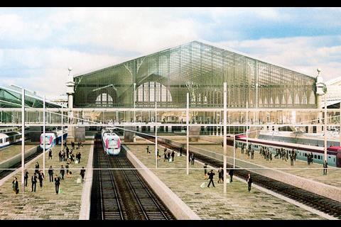 The Paris-Nord refurbishment plans envisage construction of a footbridge across the platforms at the north end of the station.